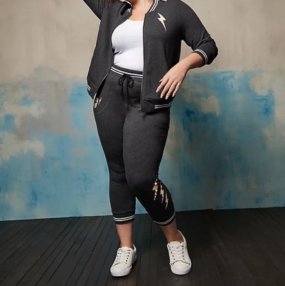 TORRID LOVESICK JOGGER - EVERYDAY FLEECE SKULL BOLT CHARCOAL HEATHER